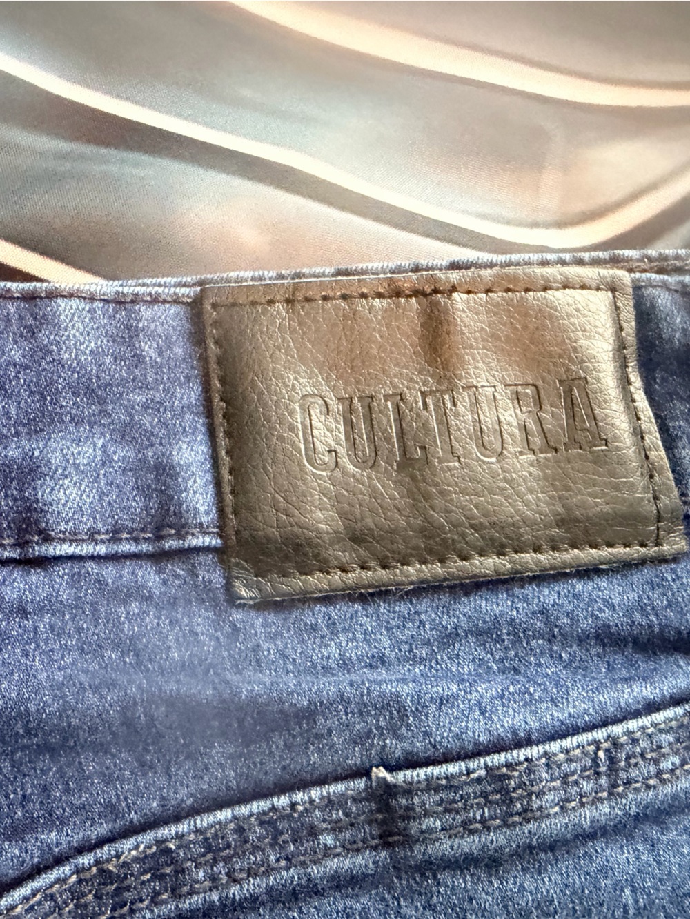 Coutura Blue Denim Jacket with Leather Logo Patch